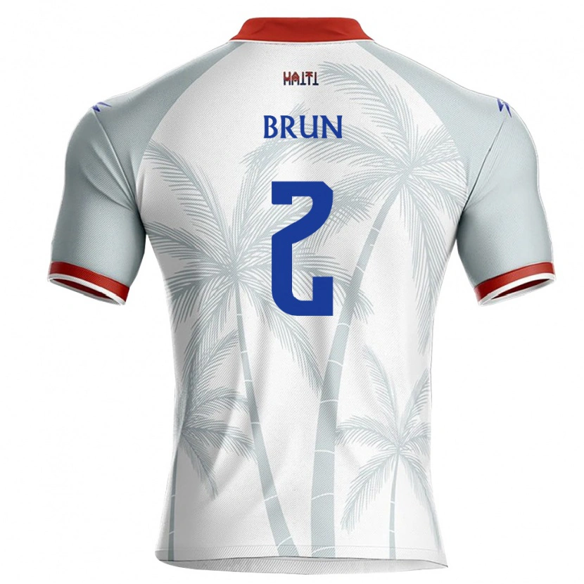 Danxen Hombre Camiseta Haití Shaun Brun #2 Blanco Rojo Gris 2ª Equipación 26-28 La Camisa México
