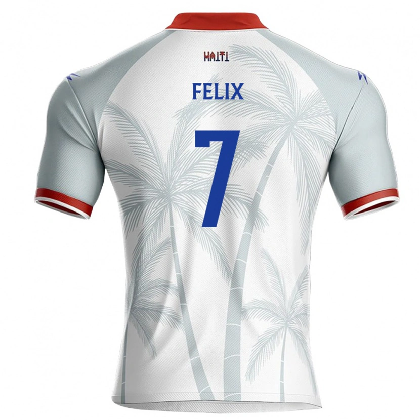Danxen Hombre Camiseta Haití Woodson Felix #7 Blanco Rojo Gris 2ª Equipación 26-28 La Camisa México