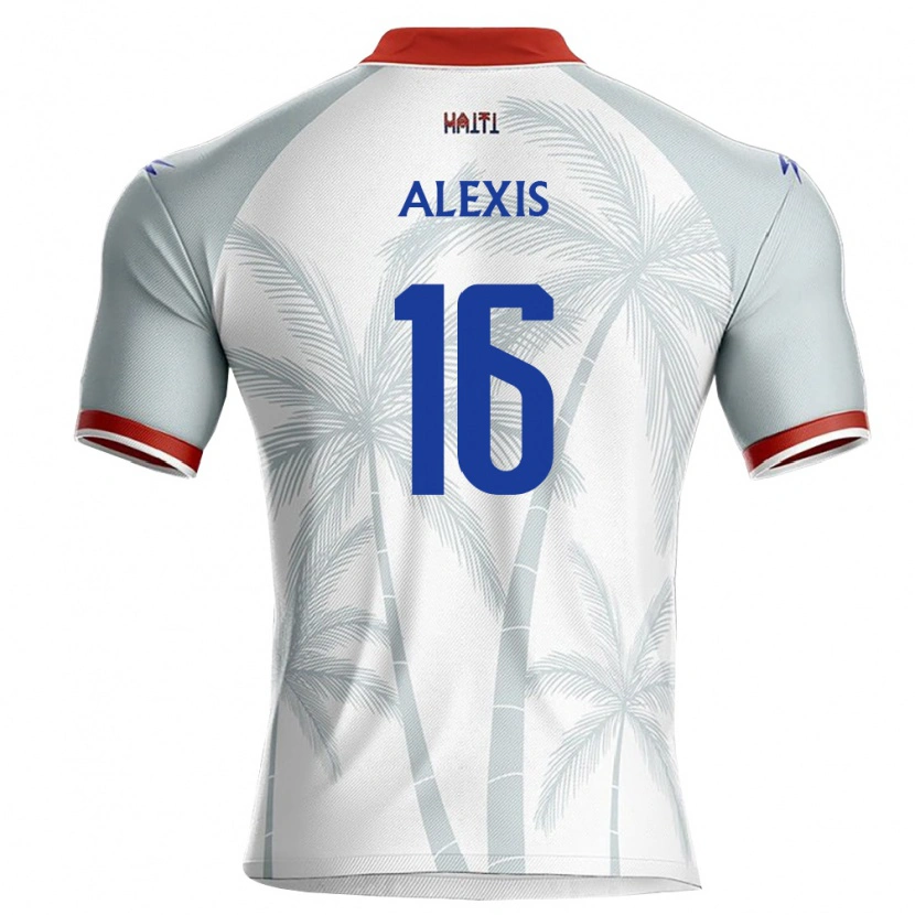Danxen Hombre Camiseta Haití Emerson Alexis #16 Blanco Rojo Gris 2ª Equipación 26-28 La Camisa México