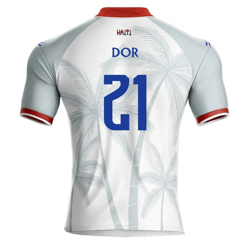 Danxen Hombre Camiseta Haití Rodnelson Dor #21 Blanco Rojo Gris 2ª Equipación 26-28 La Camisa México