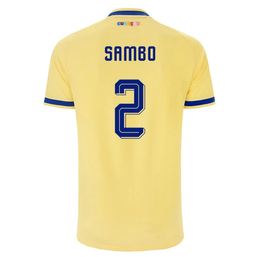 Danxen Hombre Camiseta Curazao Shurandy Sambo #2 Amarillo Marino Rosa 2ª Equipación 26-28 La Camisa México