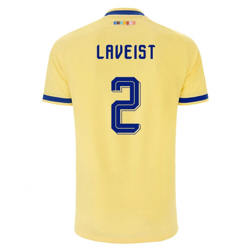 Danxen Hombre Camiseta Curazao Rai-Jedemy Laveist #2 Amarillo Marino Rosa 2ª Equipación 26-28 La Camisa México