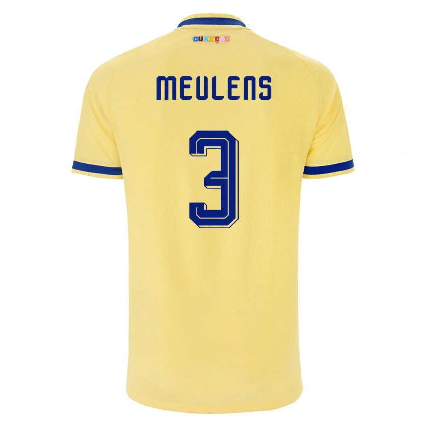 Danxen Hombre Camiseta Curazao Giordinelo Meulens #3 Amarillo Marino Rosa 2ª Equipación 26-28 La Camisa México