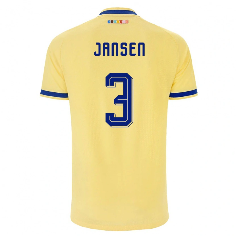 Danxen Hombre Camiseta Curazao Mart Jansen #3 Amarillo Marino Rosa 2ª Equipación 26-28 La Camisa México