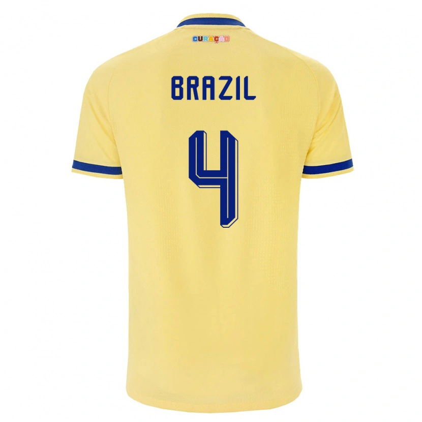 Danxen Hombre Camiseta Curazao Keano Brazil #4 Amarillo Marino Rosa 2ª Equipación 26-28 La Camisa México