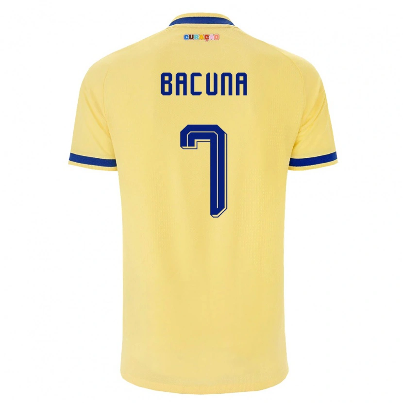 Danxen Hombre Camiseta Curazao Juninho Bacuna #7 Amarillo Marino Rosa 2ª Equipación 26-28 La Camisa México
