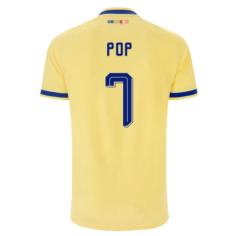 Danxen Hombre Camiseta Curazao Cristian Pop #7 Amarillo Marino Rosa 2ª Equipación 26-28 La Camisa México