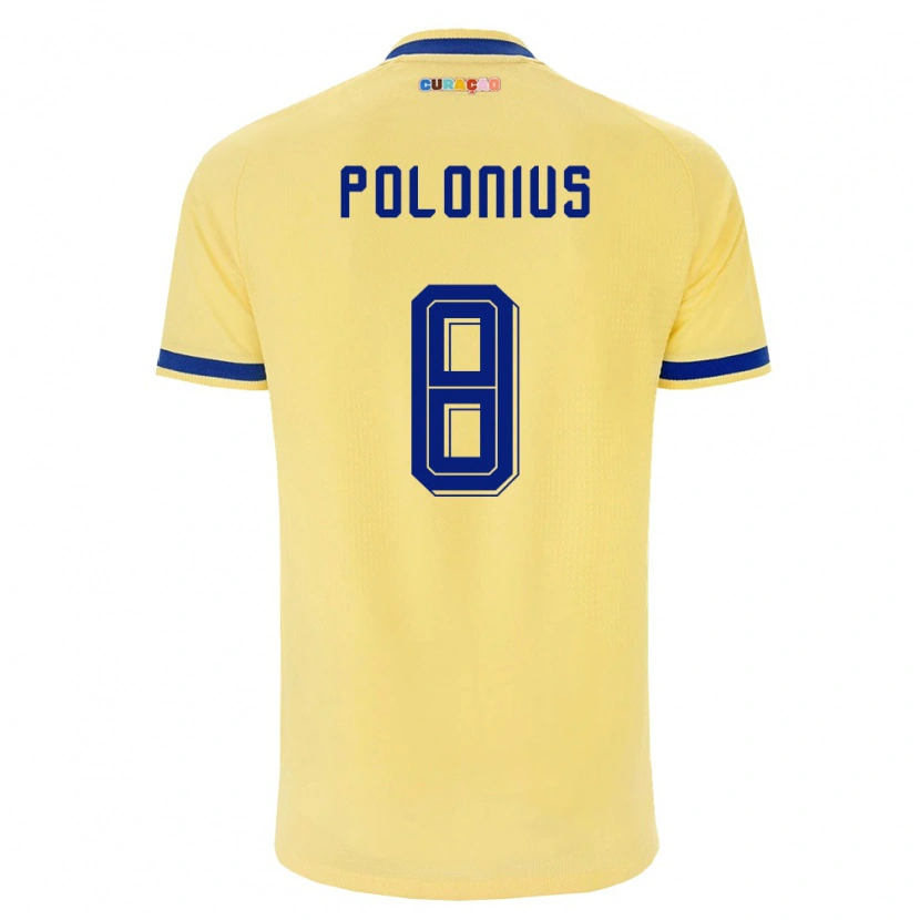 Danxen Hombre Camiseta Curazao Jaydion Polonius #8 Amarillo Marino Rosa 2ª Equipación 26-28 La Camisa México