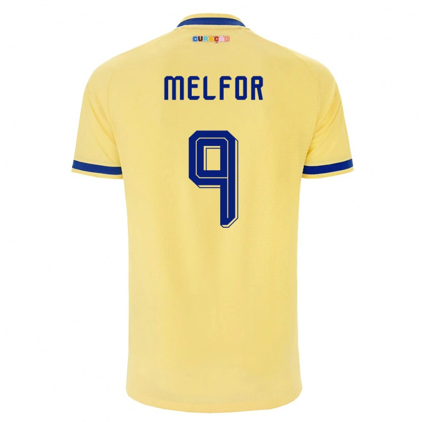 Danxen Hombre Camiseta Curazao Raydion Melfor #9 Amarillo Marino Rosa 2ª Equipación 26-28 La Camisa México