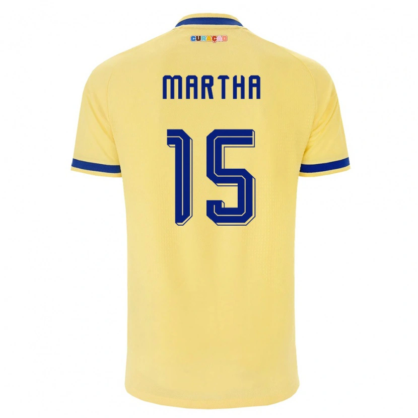 Danxen Hombre Camiseta Curazao Ar'jany Martha #15 Amarillo Marino Rosa 2ª Equipación 26-28 La Camisa México