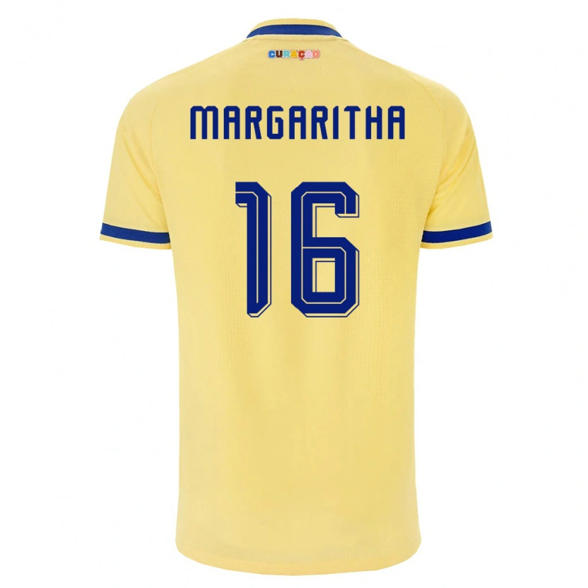Danxen Hombre Camiseta Curazao Jearl Margaritha #16 Amarillo Marino Rosa 2ª Equipación 26-28 La Camisa México