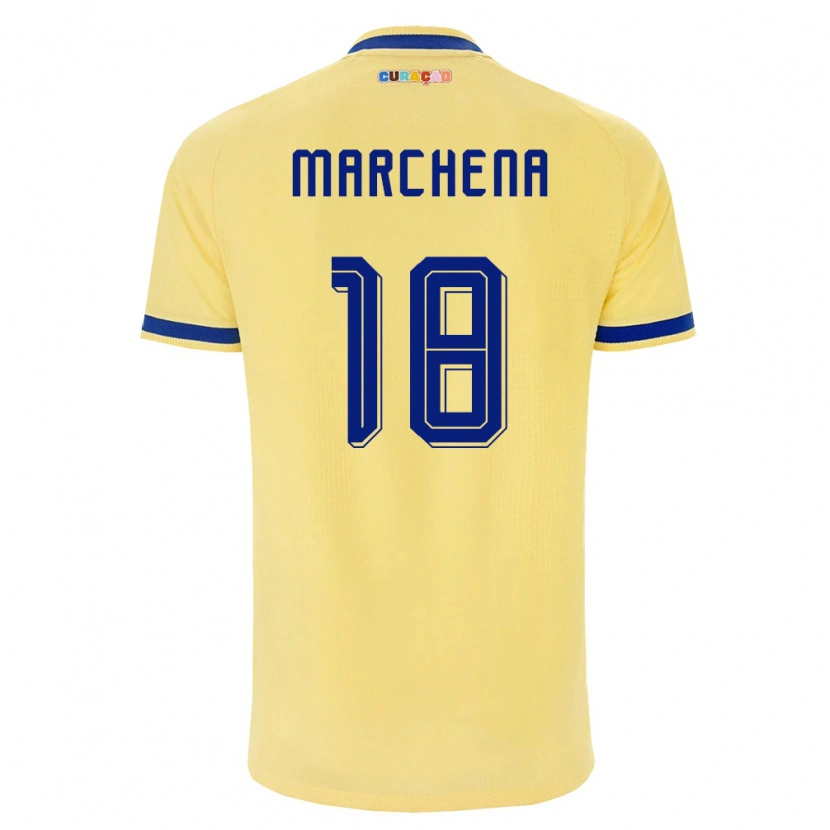 Danxen Hombre Camiseta Curazao Tarino Marchena #18 Amarillo Marino Rosa 2ª Equipación 26-28 La Camisa México