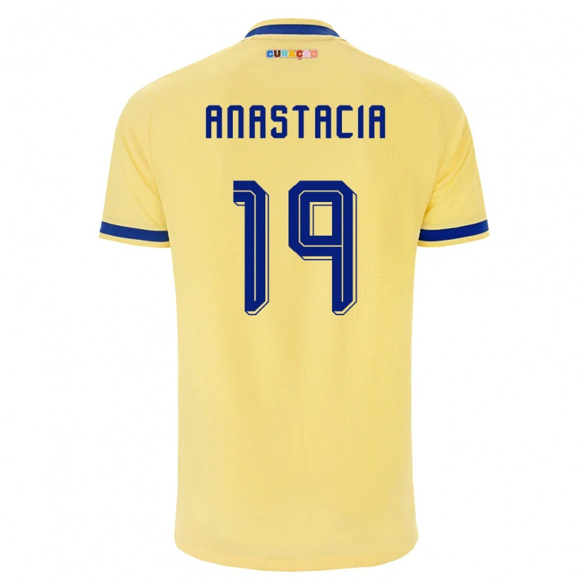 Danxen Hombre Camiseta Curazao D'shawn Anastacia #19 Amarillo Marino Rosa 2ª Equipación 26-28 La Camisa México