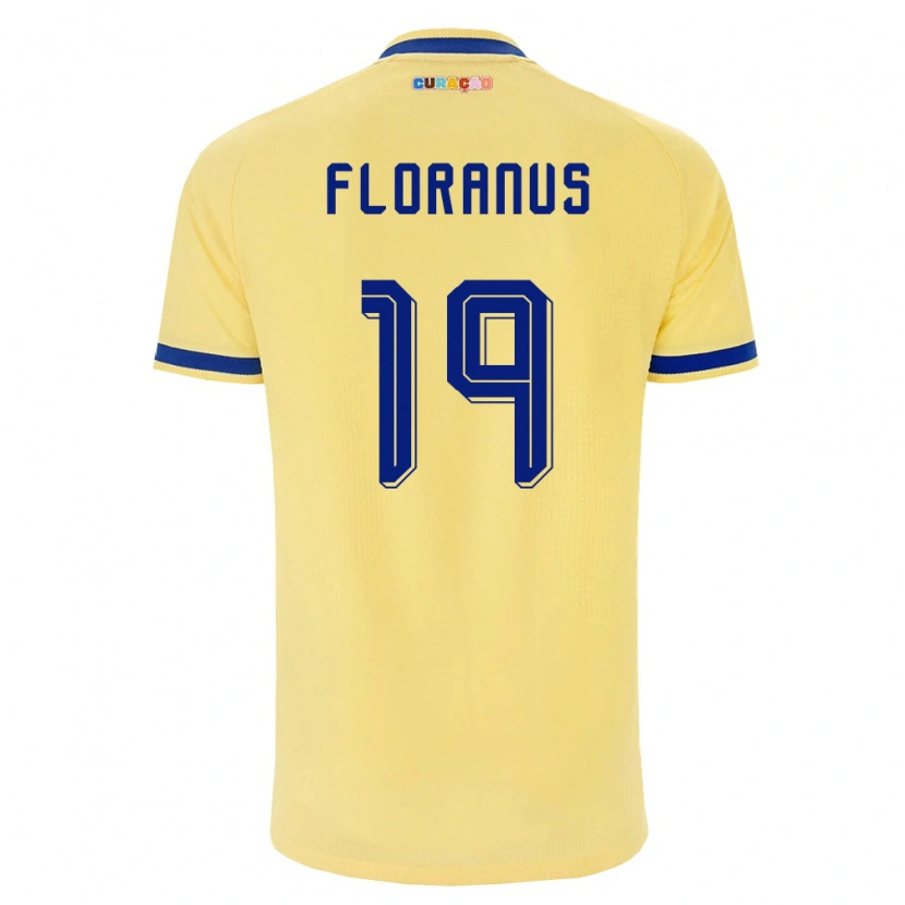 Danxen Hombre Camiseta Curazao Juninho Floranus #19 Amarillo Marino Rosa 2ª Equipación 26-28 La Camisa México