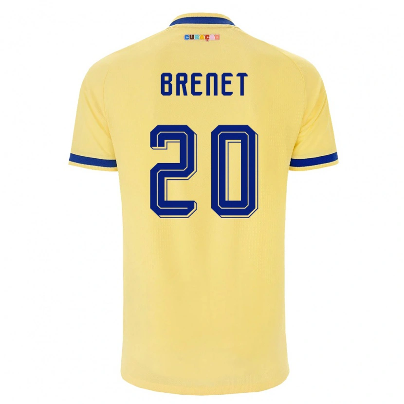 Danxen Hombre Camiseta Curazao Joshua Brenet #20 Amarillo Marino Rosa 2ª Equipación 26-28 La Camisa México