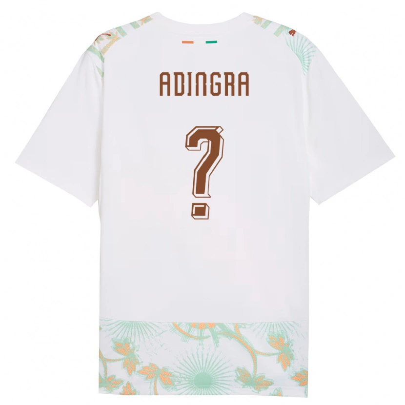 Danxen Hombre Camiseta Costa De Marfil Simon Adingra #0 Blanco Naranja Verde 2ª Equipación 26-28 La Camisa México