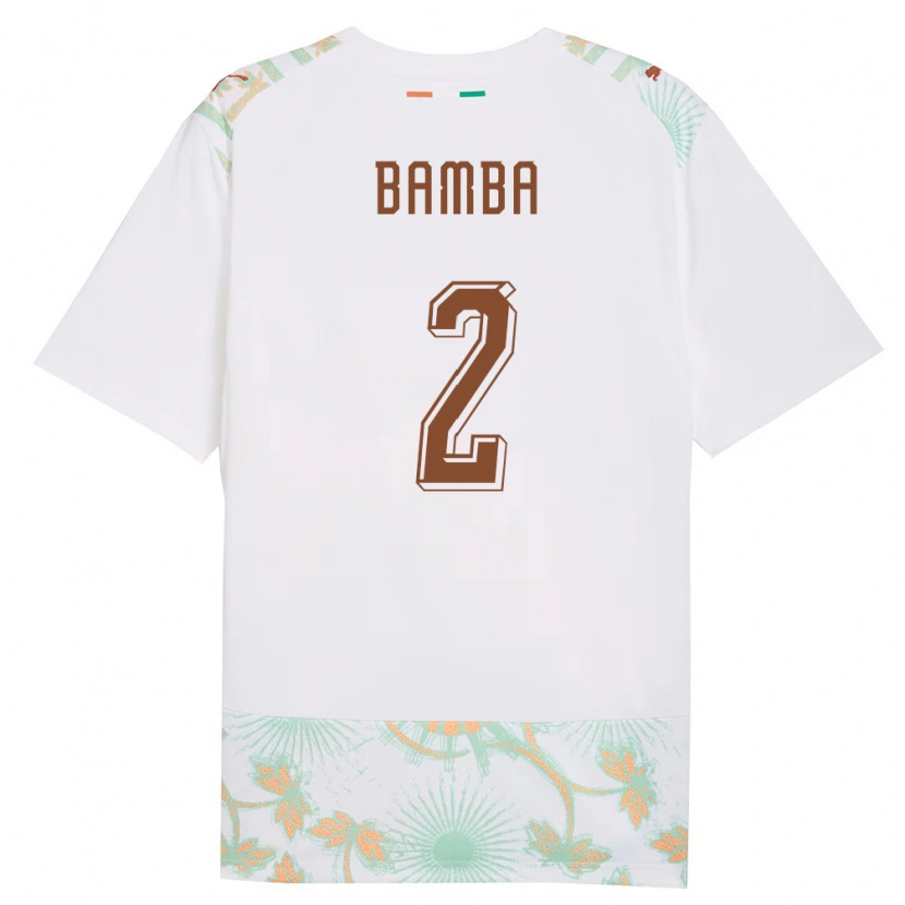 Danxen Hombre Camiseta Costa De Marfil Goudouss Bamba #2 Blanco Naranja Verde 2ª Equipación 26-28 La Camisa México