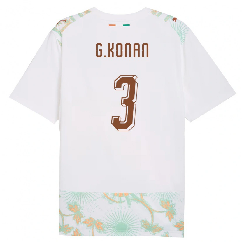 Danxen Hombre Camiseta Costa De Marfil Ghislain Konan #3 Blanco Naranja Verde 2ª Equipación 26-28 La Camisa México