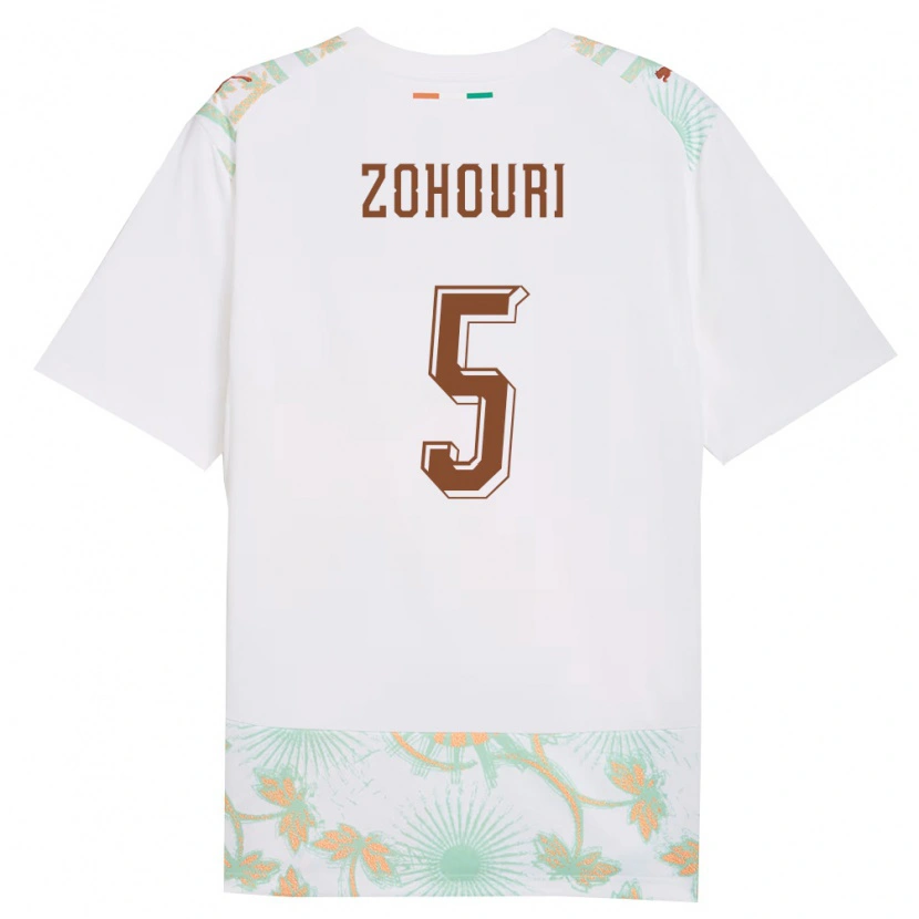 Danxen Hombre Camiseta Costa De Marfil Armel Zohouri #5 Blanco Naranja Verde 2ª Equipación 26-28 La Camisa México