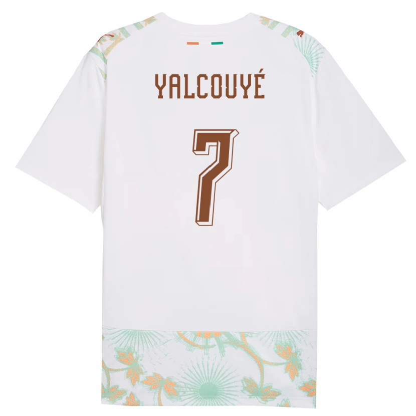 Danxen Hombre Camiseta Costa De Marfil Malick Yalcouyé #7 Blanco Naranja Verde 2ª Equipación 26-28 La Camisa México