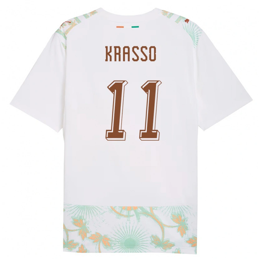 Danxen Hombre Camiseta Costa De Marfil Jean-Philippe Krasso #11 Blanco Naranja Verde 2ª Equipación 26-28 La Camisa México