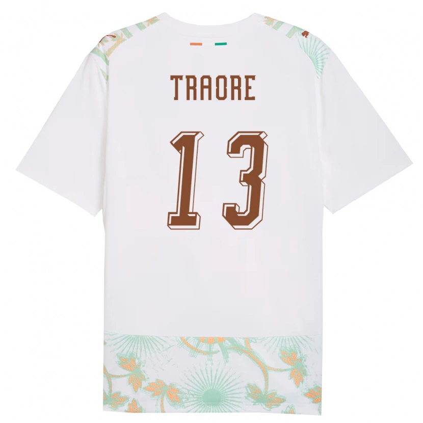 Danxen Hombre Camiseta Costa De Marfil Sidiki Traore #13 Blanco Naranja Verde 2ª Equipación 26-28 La Camisa México