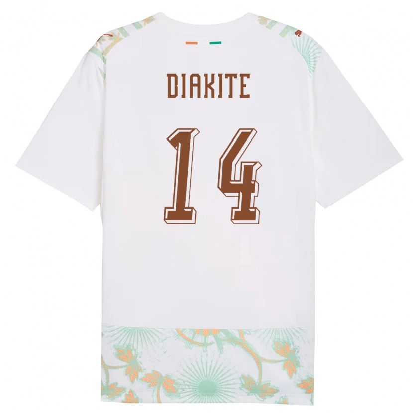 Danxen Hombre Camiseta Costa De Marfil Oumar Diakité #14 Blanco Naranja Verde 2ª Equipación 26-28 La Camisa México