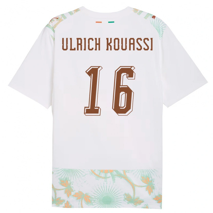 Danxen Hombre Camiseta Costa De Marfil Landry Ulrich Kouassi #16 Blanco Naranja Verde 2ª Equipación 26-28 La Camisa México
