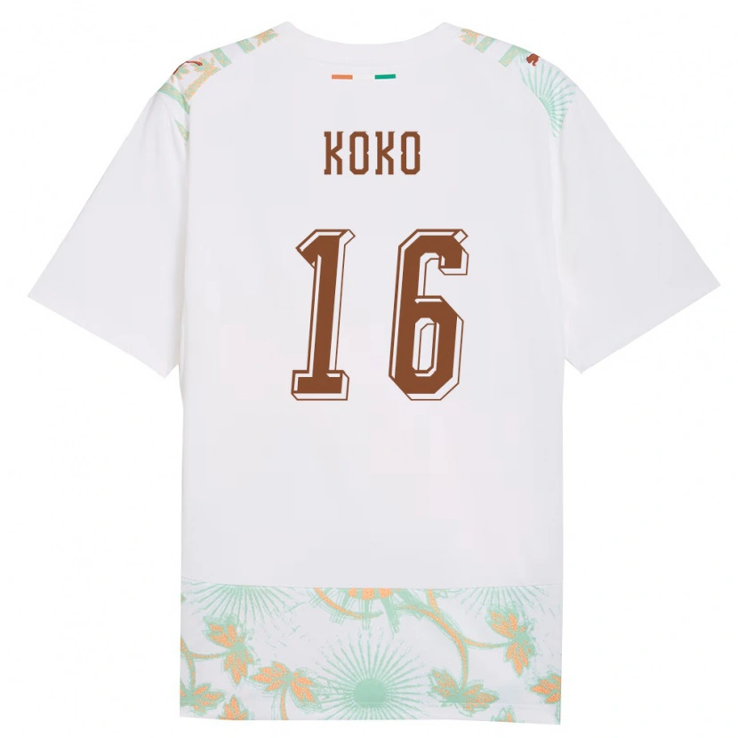 Danxen Hombre Camiseta Costa De Marfil Paul Koko #16 Blanco Naranja Verde 2ª Equipación 26-28 La Camisa México