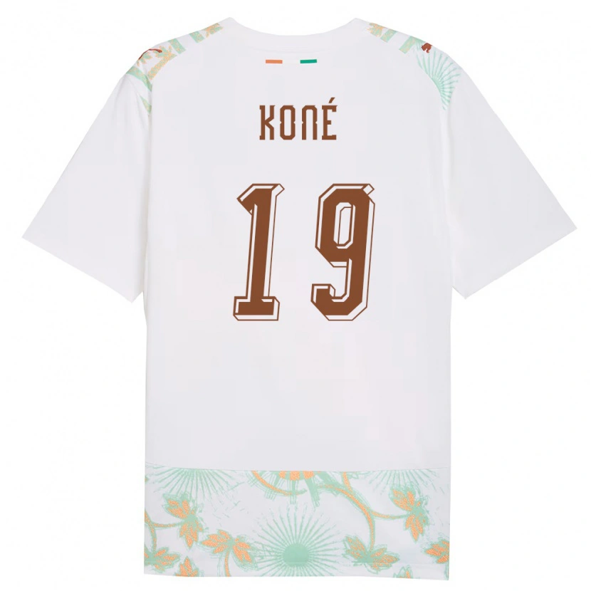 Danxen Hombre Camiseta Costa De Marfil Alassane Koné #19 Blanco Naranja Verde 2ª Equipación 26-28 La Camisa México