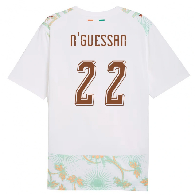 Danxen Hombre Camiseta Costa De Marfil Yohan N'guessan #22 Blanco Naranja Verde 2ª Equipación 26-28 La Camisa México