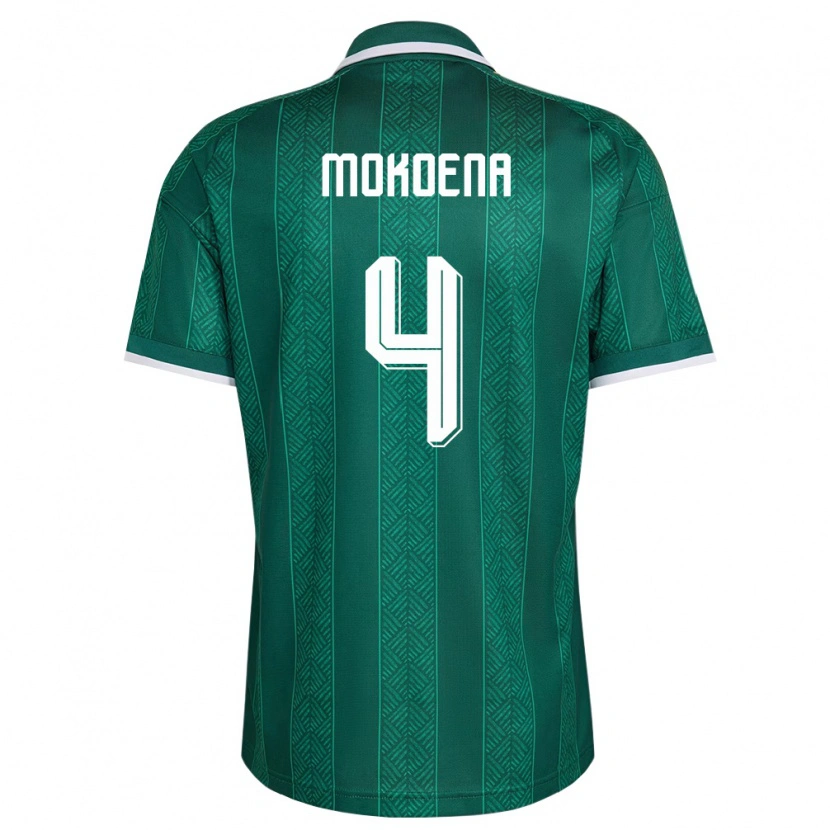 Danxen Hombre Camiseta Sudáfrica Teboho Mokoena #4 Verde Blanco Oro 2ª Equipación 26-28 La Camisa México
