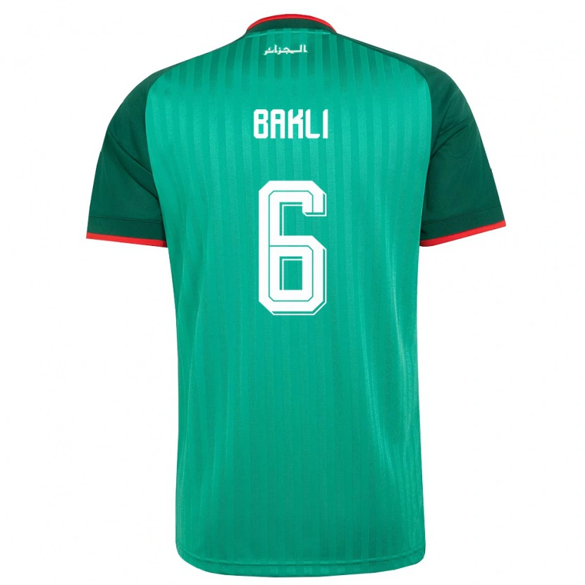 Danxen Hombre Camiseta Argelia Abdeselam Bakli #6 Verde Rojo Blanco 2ª Equipación 26-28 La Camisa México