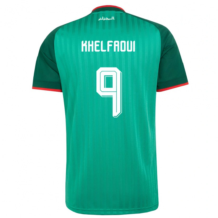 Danxen Hombre Camiseta Argelia Ouadjih Khelfaoui #9 Verde Rojo Blanco 2ª Equipación 26-28 La Camisa México