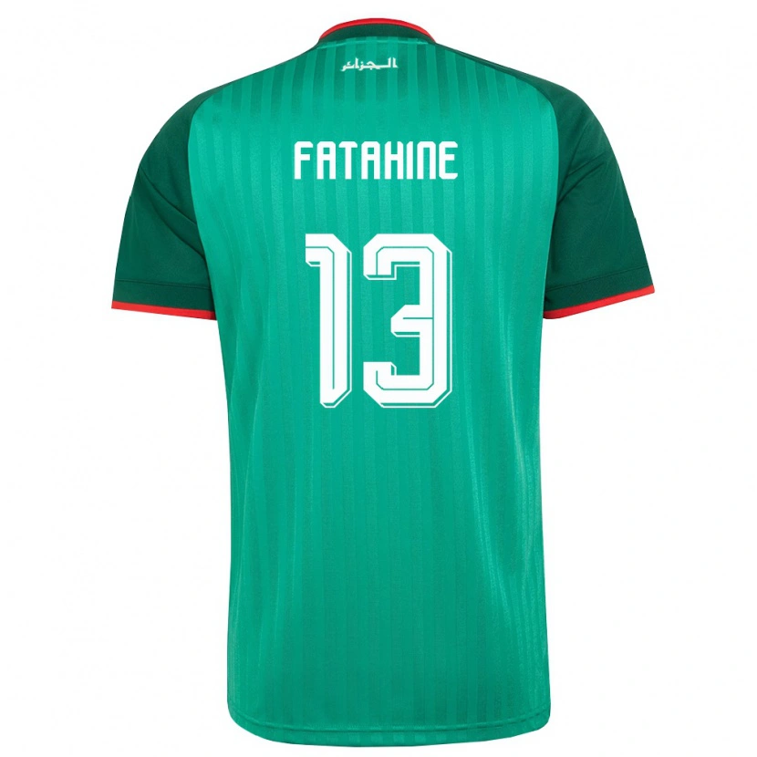 Danxen Hombre Camiseta Argelia Anis Fatahine #13 Verde Rojo Blanco 2ª Equipación 26-28 La Camisa México