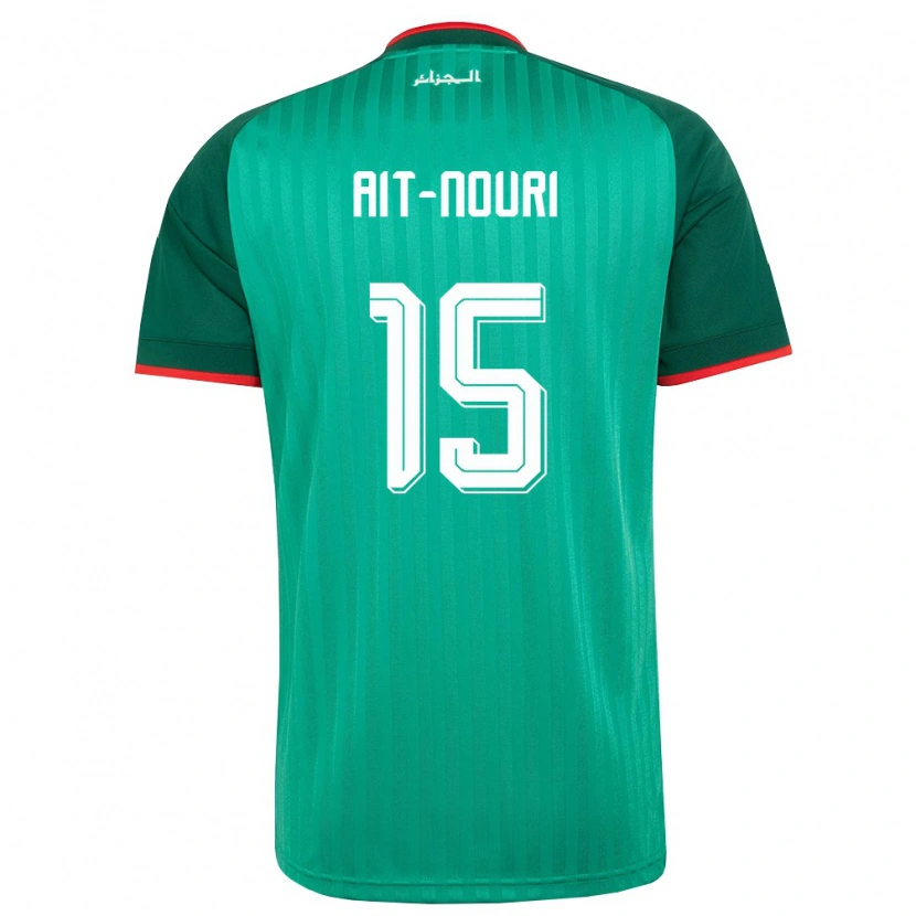 Danxen Hombre Camiseta Argelia Rayan Aït-Nouri #15 Verde Rojo Blanco 2ª Equipación 26-28 La Camisa México