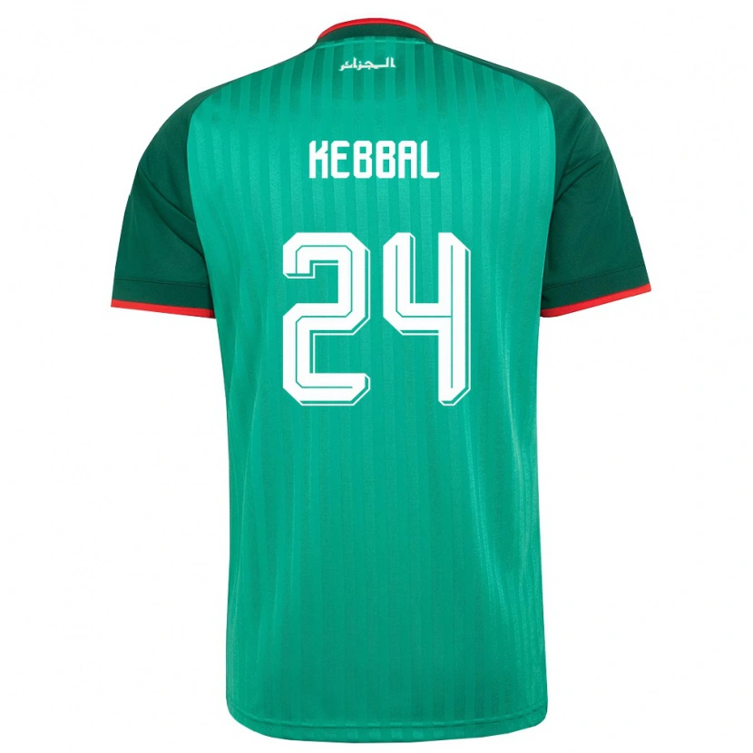 Danxen Hombre Camiseta Argelia Ilan Kebbal #24 Verde Rojo Blanco 2ª Equipación 26-28 La Camisa México