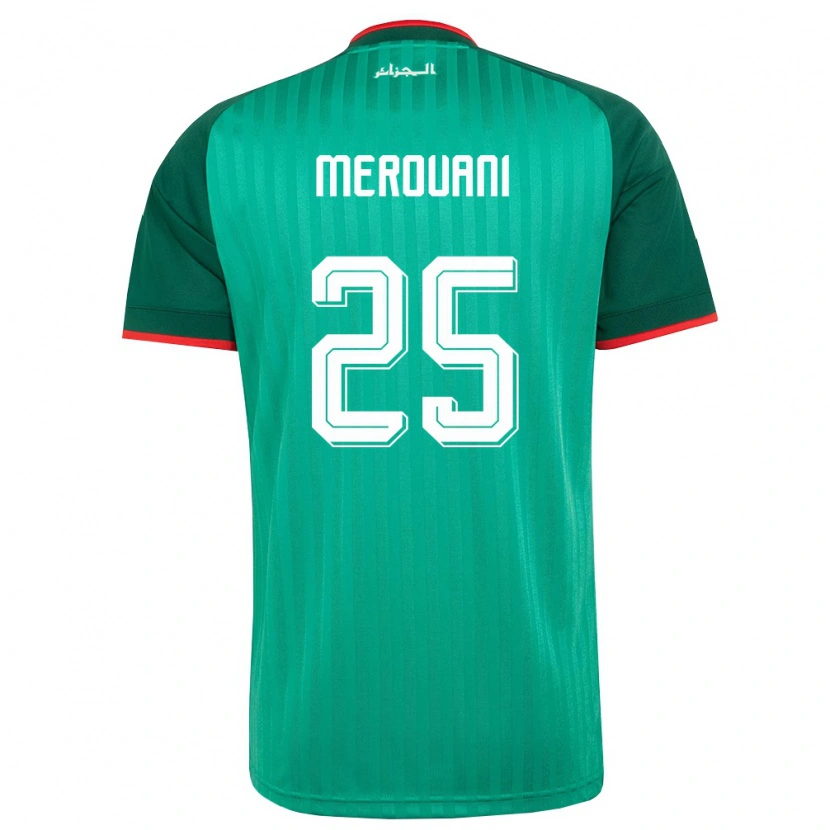 Danxen Hombre Camiseta Argelia Djibril Merouani #25 Verde Rojo Blanco 2ª Equipación 26-28 La Camisa México