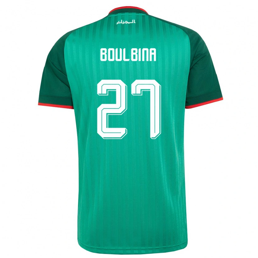 Danxen Hombre Camiseta Argelia Adil Boulbina #27 Verde Rojo Blanco 2ª Equipación 26-28 La Camisa México