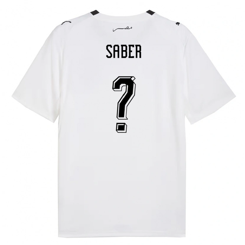 Danxen Hombre Camiseta Egipto Youssef Saber #0 Blanco Gris Negro 2ª Equipación 26-28 La Camisa México