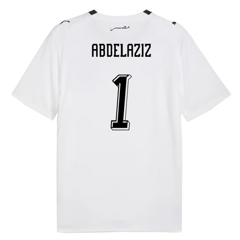 Danxen Hombre Camiseta Egipto Omar Abdelaziz #1 Blanco Gris Negro 2ª Equipación 26-28 La Camisa México