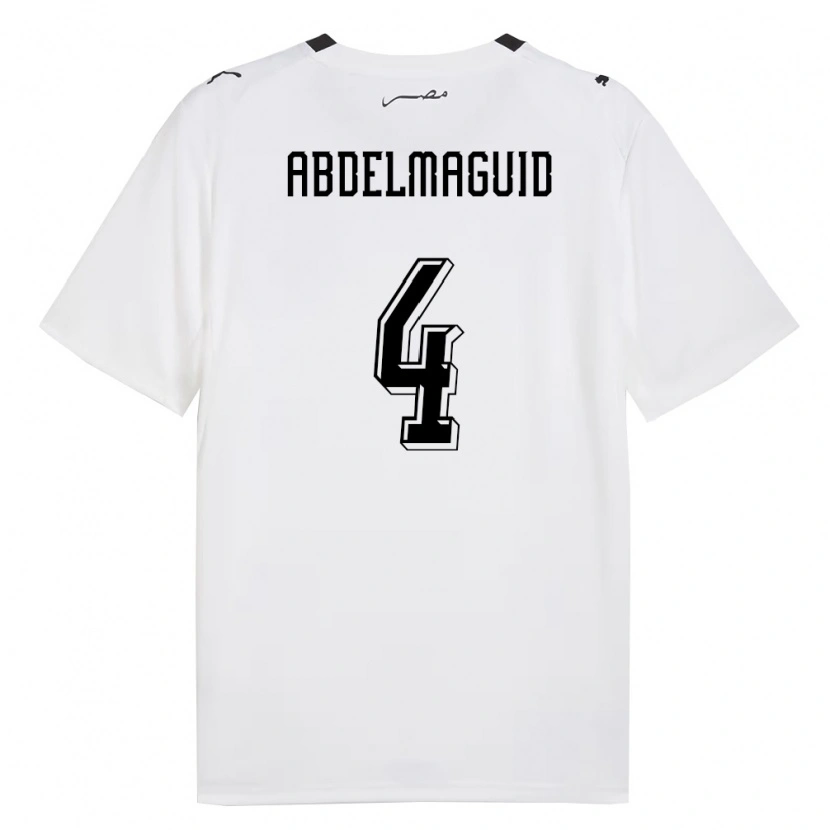 Danxen Hombre Camiseta Egipto Hossam Abdelmaguid #4 Blanco Gris Negro 2ª Equipación 26-28 La Camisa México