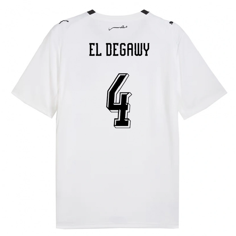 Danxen Hombre Camiseta Egipto Hamza El Degawy #4 Blanco Gris Negro 2ª Equipación 26-28 La Camisa México