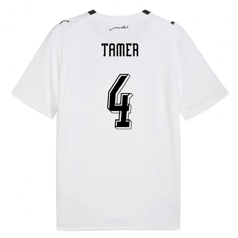 Danxen Hombre Camiseta Egipto Yassin Tamer #4 Blanco Gris Negro 2ª Equipación 26-28 La Camisa México