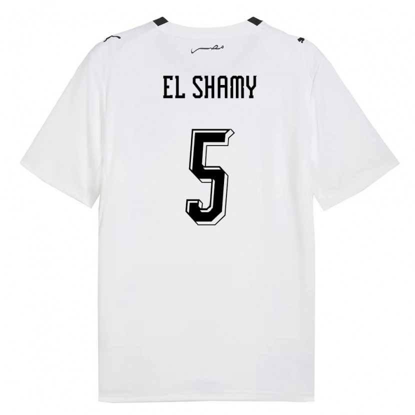 Danxen Hombre Camiseta Egipto Mohanad El Shamy #5 Blanco Gris Negro 2ª Equipación 26-28 La Camisa México
