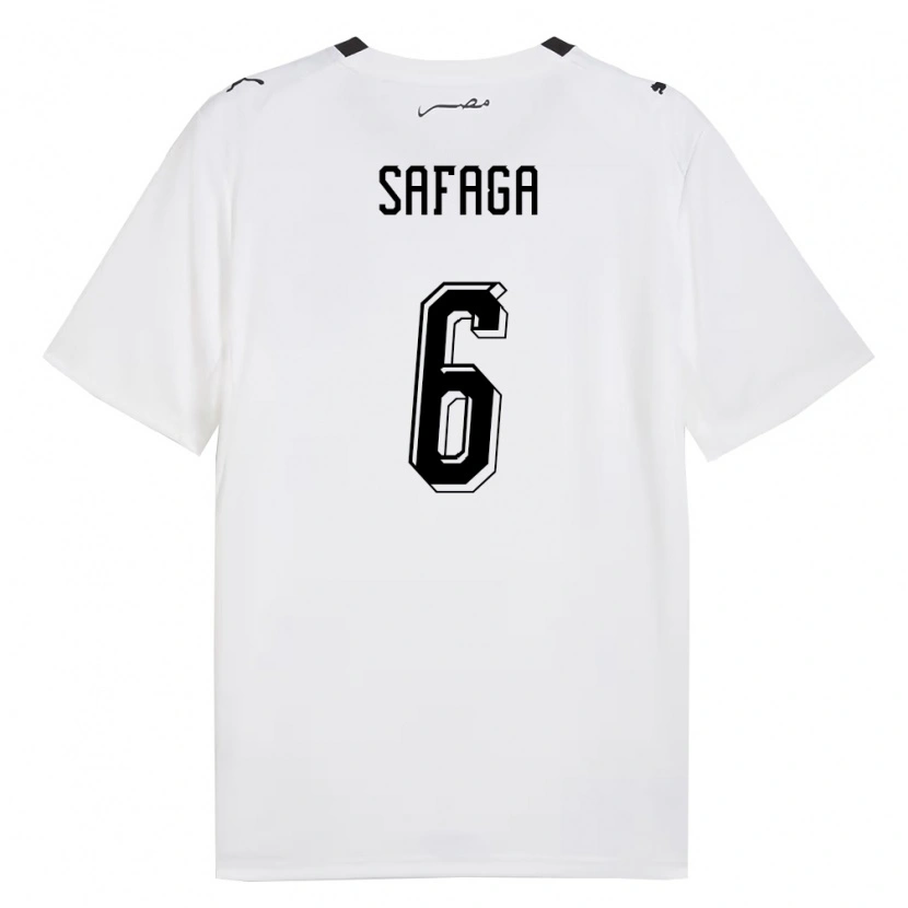 Danxen Hombre Camiseta Egipto Seif Safaga #6 Blanco Gris Negro 2ª Equipación 26-28 La Camisa México
