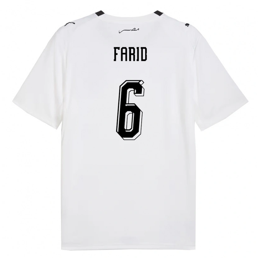 Danxen Hombre Camiseta Egipto Adham Farid #6 Blanco Gris Negro 2ª Equipación 26-28 La Camisa México