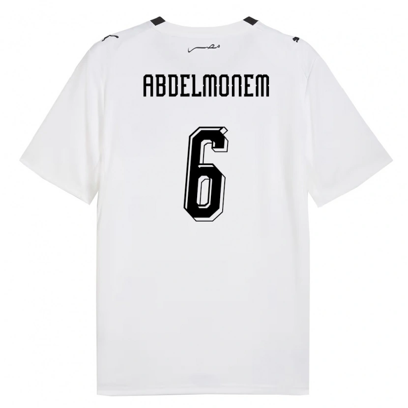 Danxen Hombre Camiseta Egipto Mohamed Abdelmonem #6 Blanco Gris Negro 2ª Equipación 26-28 La Camisa México