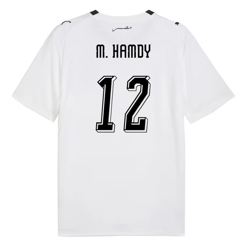 Danxen Hombre Camiseta Egipto Mohamed Hamdi #12 Blanco Gris Negro 2ª Equipación 26-28 La Camisa México