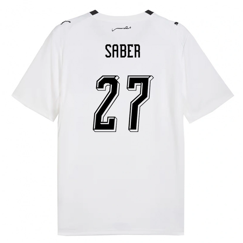 Danxen Hombre Camiseta Egipto Mahmoud Saber #27 Blanco Gris Negro 2ª Equipación 26-28 La Camisa México